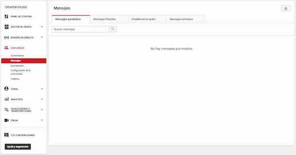 youtube creator studio comunidad mensajes